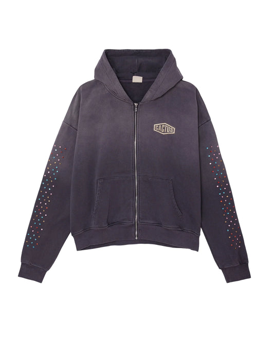 Cactus Valley Crystal Zip Hoodie Vintage Black