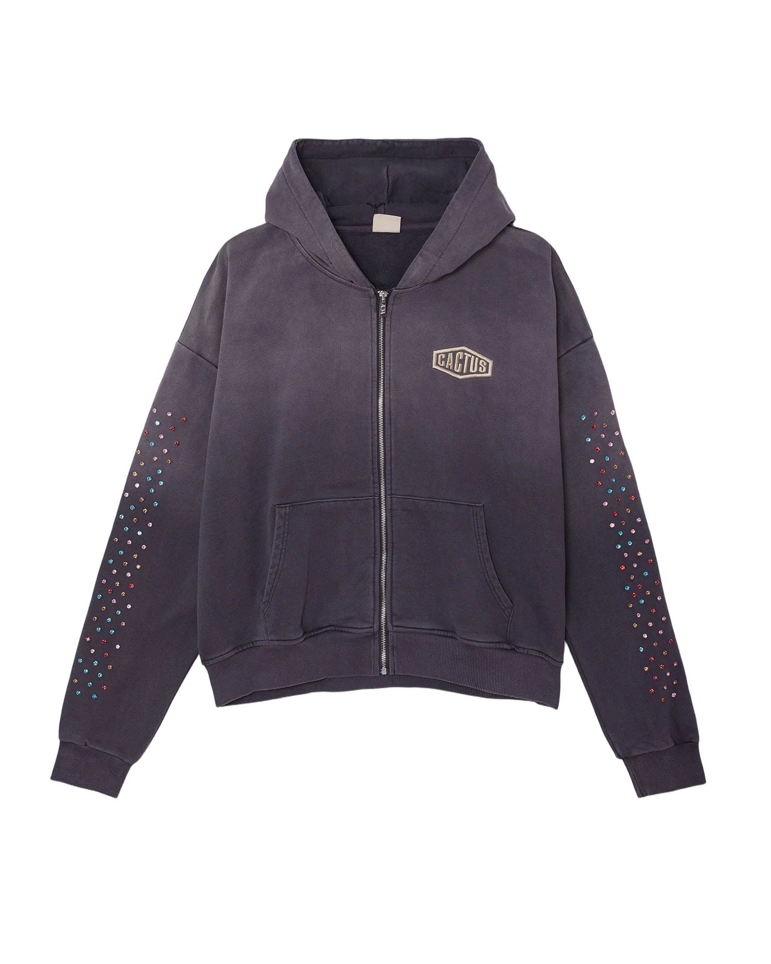 Cactus Valley Crystal Zip Hoodie Vintage Black