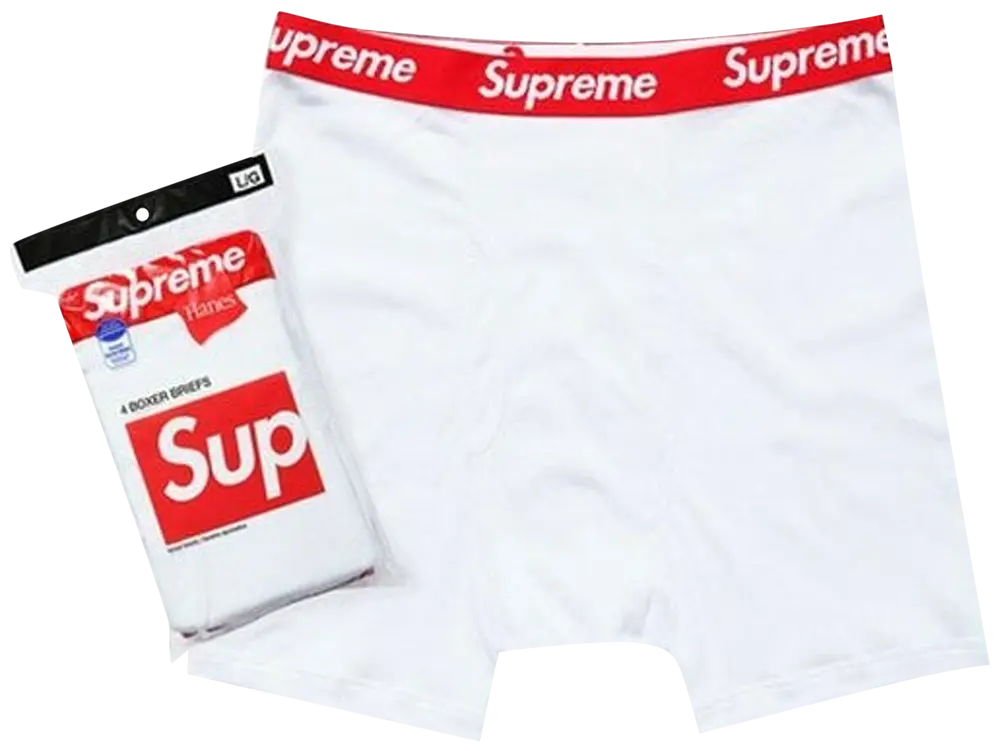 Supreme Hanes Boxer Briefs (4 Pack) White