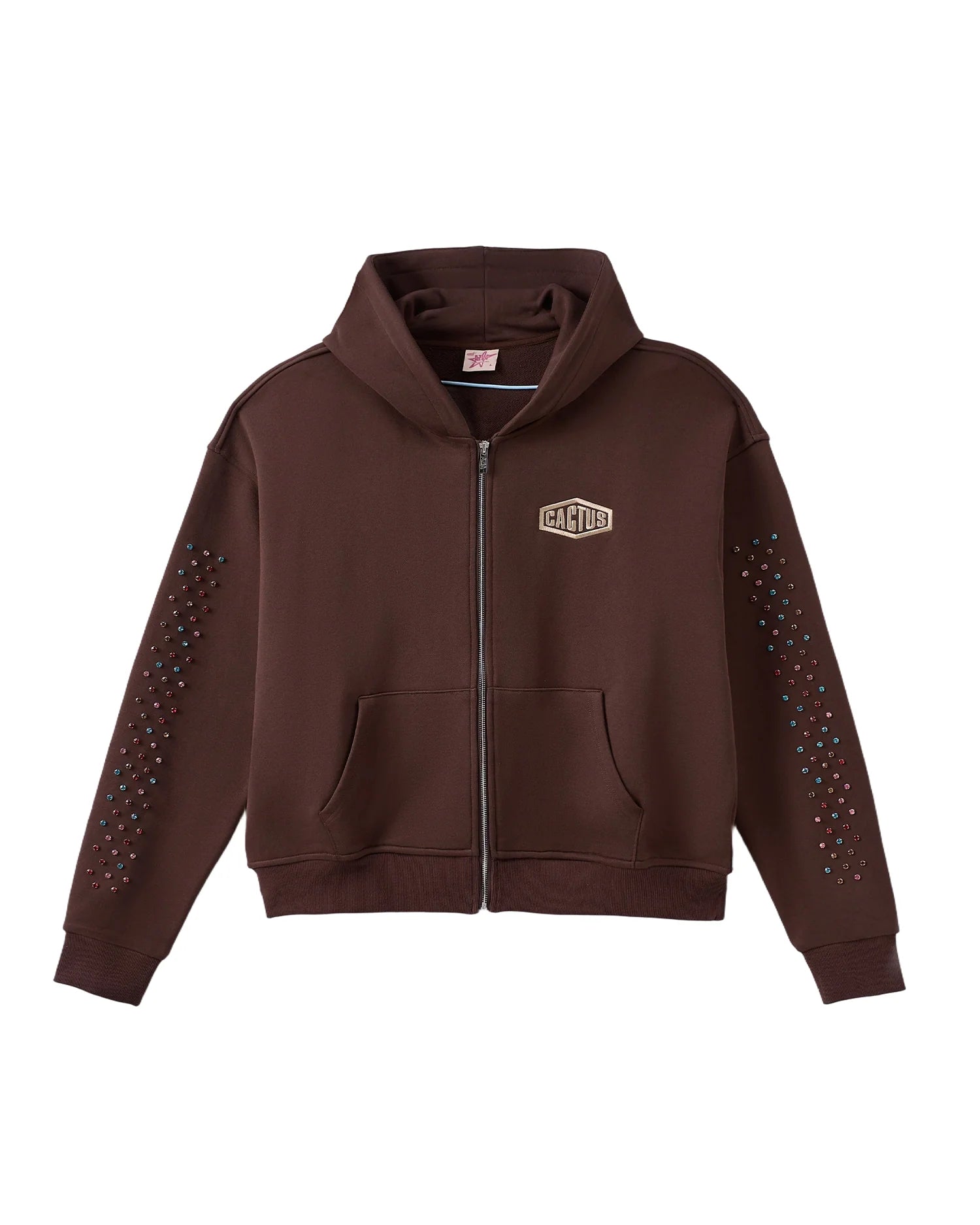 Cactus Valley Crystal Zip Hoodie Brown