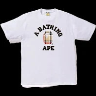 Bape Check College Tee White Beige